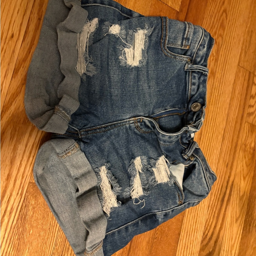 Wax Jean Blue Distressed Jean Shorts